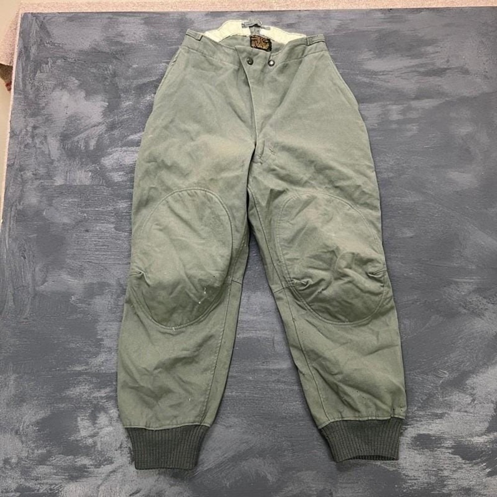 Vintage USAF E-18 Flying Trousers Mens 28 Green‎ 1950s Wool Cinch Back